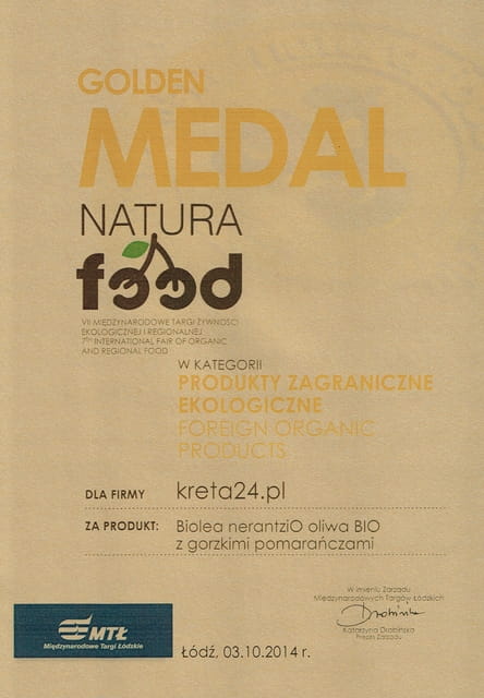 Biolea Neratzi oliwa extra virgin tradycyjnie tłoczona kamiennymi żarnami z pomarańczami PDO Chania 250ml BIO – zdjęcie 2