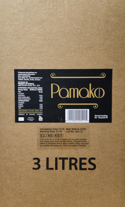 Pamako oliwa extra virgin ultra premium Blend Tsounati/Koroneiki 3L BIO