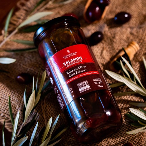 Sakellaropoulos oliwki Kalamata marynowane w oliwie extra virgin niepasteryzowane premium 5 kg BIO – zdjęcie 2