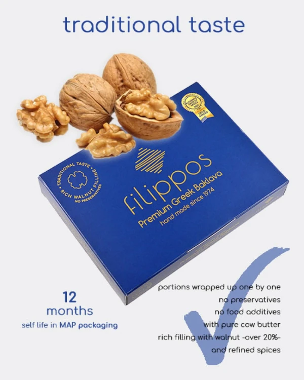 Baklava tradycyjna premium z orzechami 8 kawałków 220-240g – zdjęcie 4