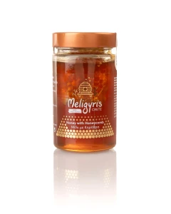 Meligyris miód z Krety z kawałkiem plastra miodu 450g Wyprzedaż BB.10.2026