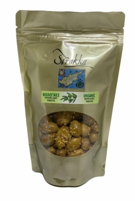 Strakka zielone oliwki cypryjskie (tsakistes) z kolendrą i czosnkiem 200g BIO