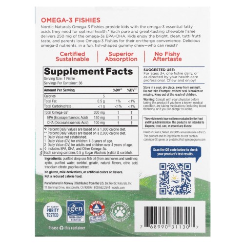 Nordic Naturals Omega-3 Fishies 300mg 36 żelków – zdjęcie 2
