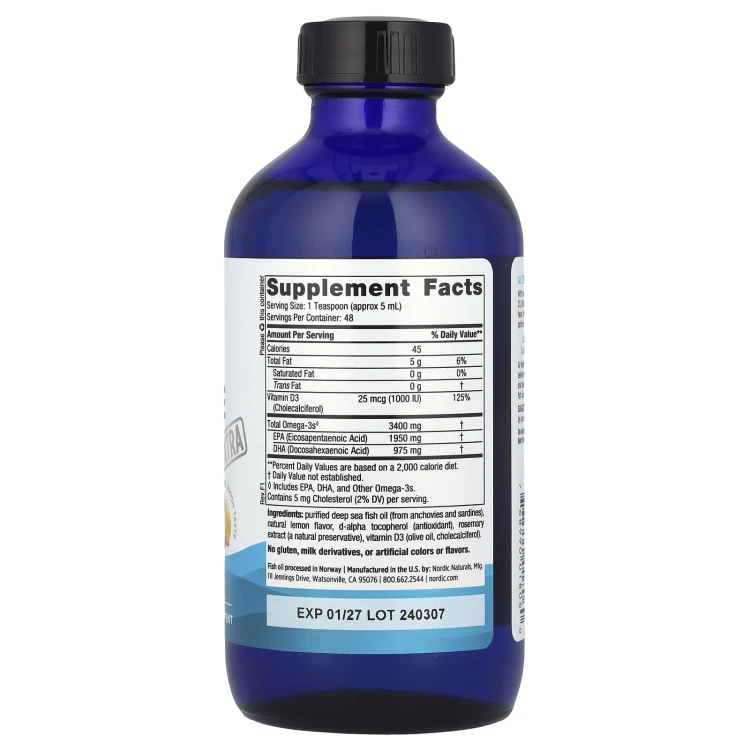 Nordic Naturals Ultimate Omega Xtra, 3400 mg Cytryna 237 ml – zdjęcie 2