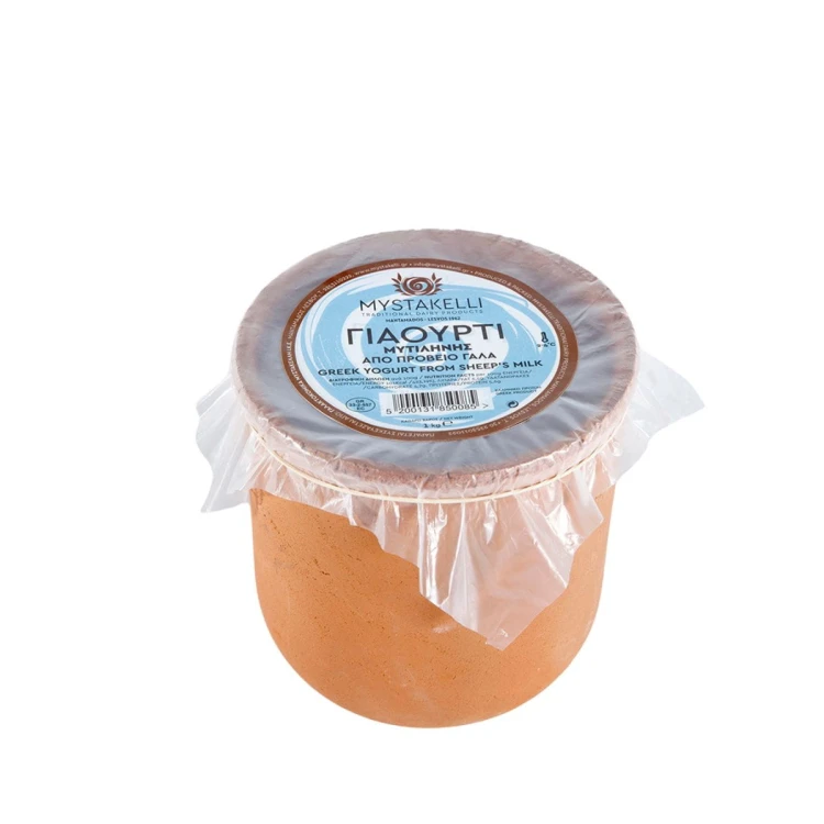 Mystakelli Tradycyjny jogurt z Lesvos z mleka owczego 6% 1kg netto w glinianym naczyniu