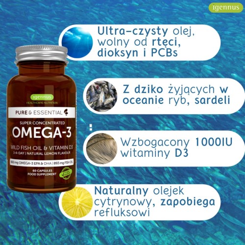 Igennus Omega 3 650mg EPA/DHA z vitaminą D3 60kaps – zdjęcie 3