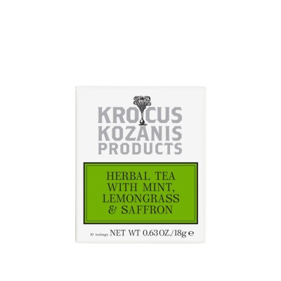 Krocus Kozanis herbata ziołowa z miętą, trawą cytrynową i szafranem (10 torebek) 18g