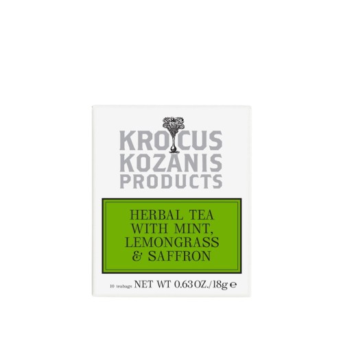 Krocus Kozanis herbata ziołowa z miętą, trawą cytrynową i szafranem (10 torebek) 18g