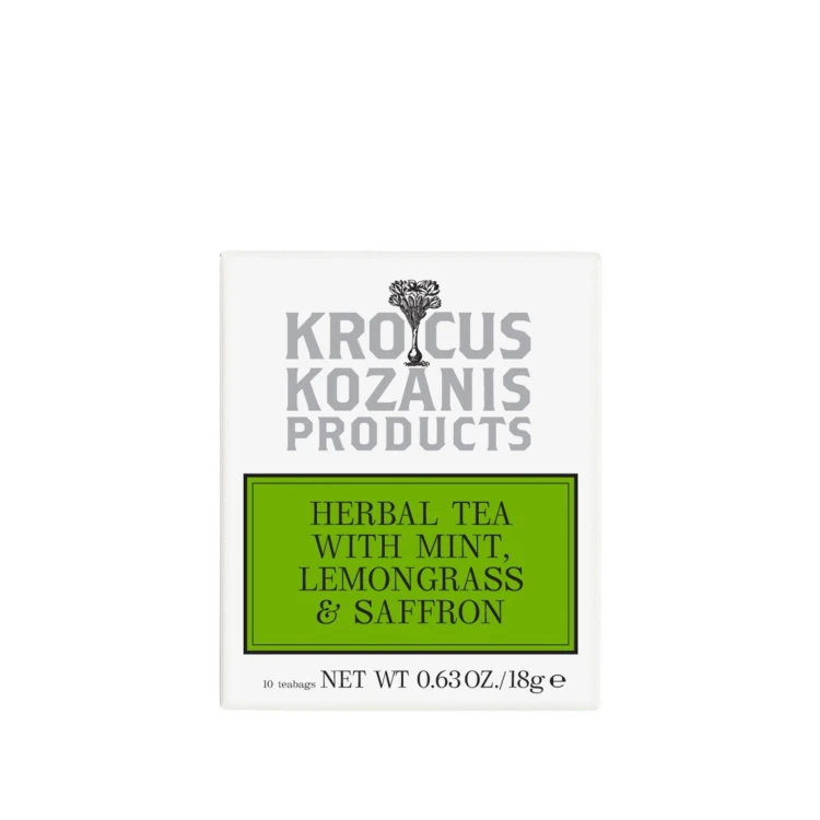 Krocus Kozanis herbata ziołowa z miętą, trawą cytrynową i szafranem (10 torebek) 18g