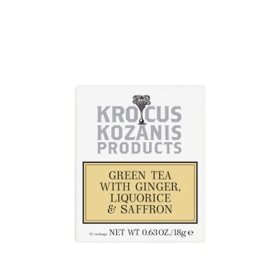 Krocus Kozanis herbata zielona z imbirem, lukrecjąi  i szafranem (10 torebek) 18g