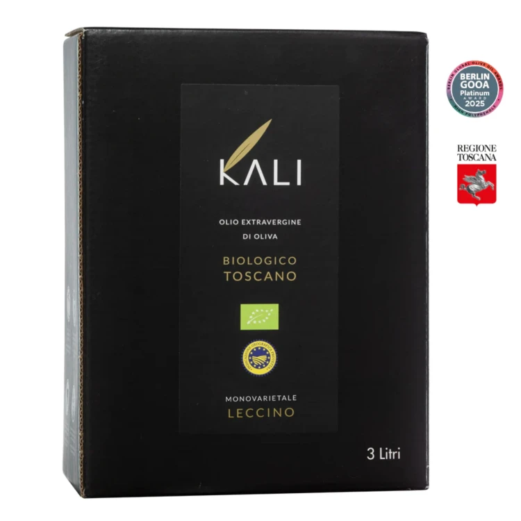 Kali Agri oliwa wczesnego zbioru extra virgin ultra premium Monovarietal Leccino Toscano PGI 3L BIO