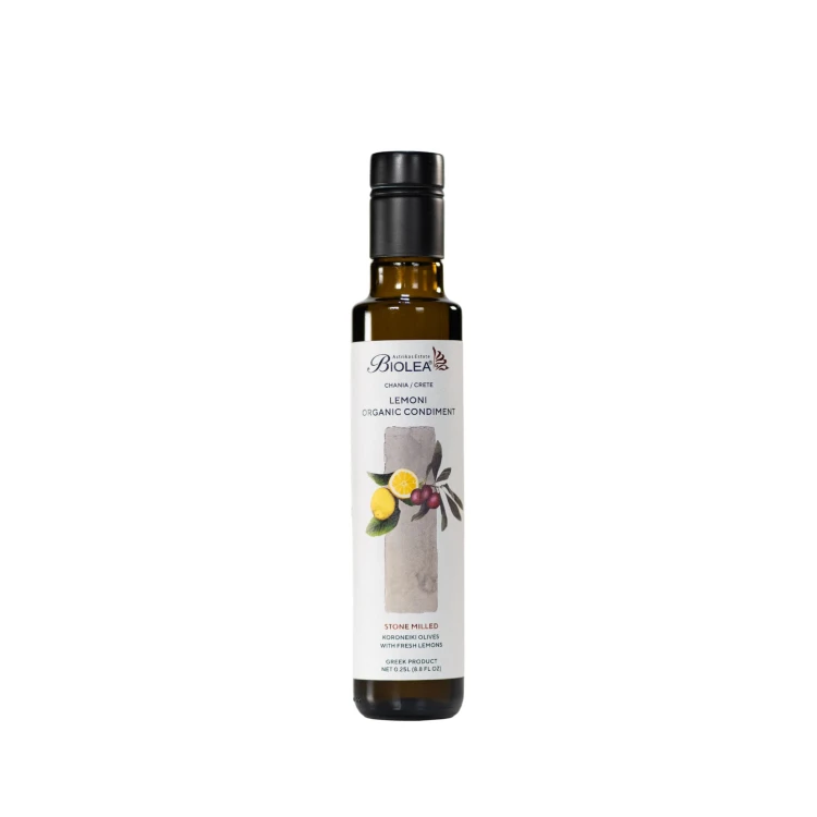 Biolea Lemoni oliwa extra virgin tradycyjnie tłoczona kamiennymi żarnami z cytrynami PDO Chania 250ml BIO – zdjęcie 14