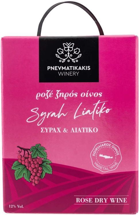 Pnevmatikakis wino różowe wytrawne z Krety (Syrah & Liatiko) 3L