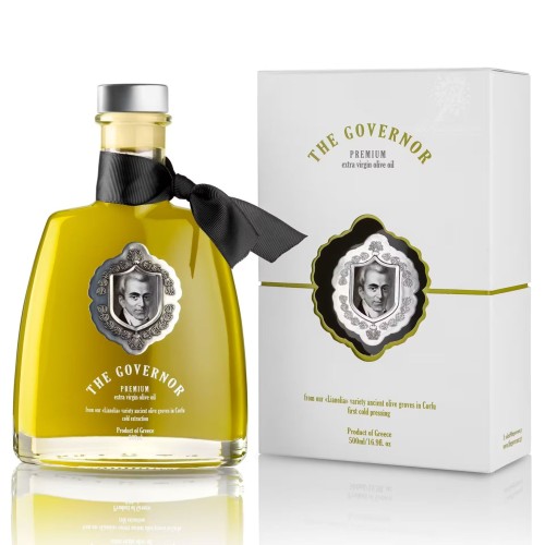 The Governor Premium Edition Oliwa Extra Virgin z Wczesnego Zbioru Korfu 500 ml (NMR: Suma 1174 mg/kg , Index D1 771 mg/kg)