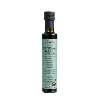 Sparta Medicinal oliwa extra virgin ultra high phenolic „Green Label” 250 ml BIO (NMR: Suma 3443mg/kg , Index D1 2941mg/kg)