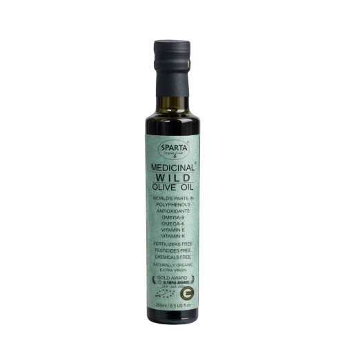Sparta Medicinal oliwa extra virgin ultra high phenolic „Green Label” 250 ml BIO (NMR: Suma 3443mg/kg , Index D1 2941mg/kg)