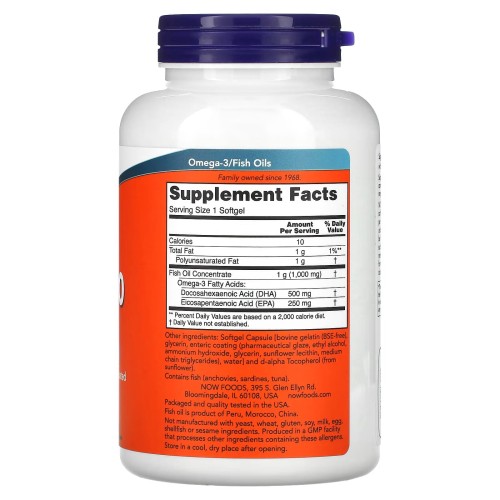 Now Foods DHA-500, 500 mg DHA / 250 mg EPA 180 kapsułek – zdjęcie 2