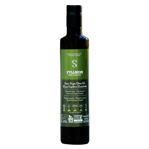 Sakellaropoulos oliwa extra virgin Fyllikon First Harvest 500ml BIO (NMR: Suma 1825 mg/kg , Index D1 390 mg/kg)
