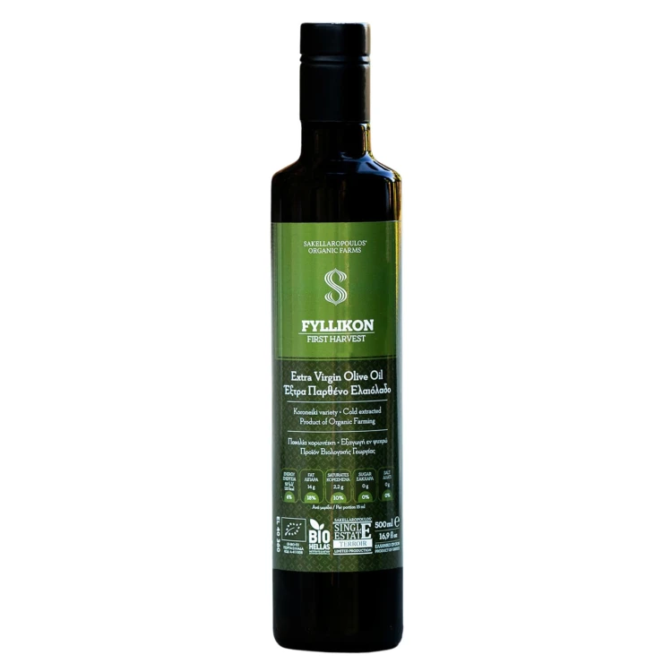 Sakellaropoulos oliwa extra virgin Fyllikon First Harvest 500ml BIO