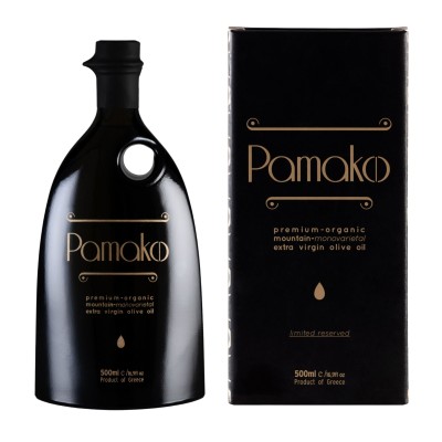 Pamako oliwa wczesnego zbioru extra virgin ultra premium Tsounati Monovarietal 500ml BIO (NMR: Suma 2081 mg/kg , Index D1 1582 mg/kg)