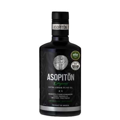 Asopiton oliwa wczesnego zbioru extra virgin ultra premium Koroneiki Monovarietal 500ml BIO (NMR: Suma 831 mg/kg, Index D1 182 mg/kg)