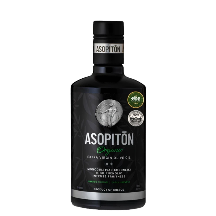Asopiton oliwa wczesnego zbioru extra virgin ultra premium Koroneiki Monovarietal 500ml BIO