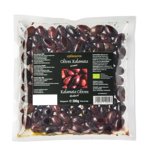 Epikouros oliwki Kalamata niedrylowane pakowane w atmosferze ochronnej 500g BIO