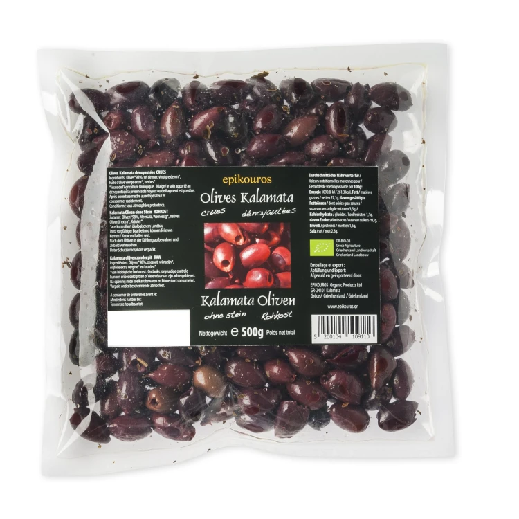 Epikouros oliwki Kalamata drylowane pakowane w atmosferze ochronnej 500g BIO