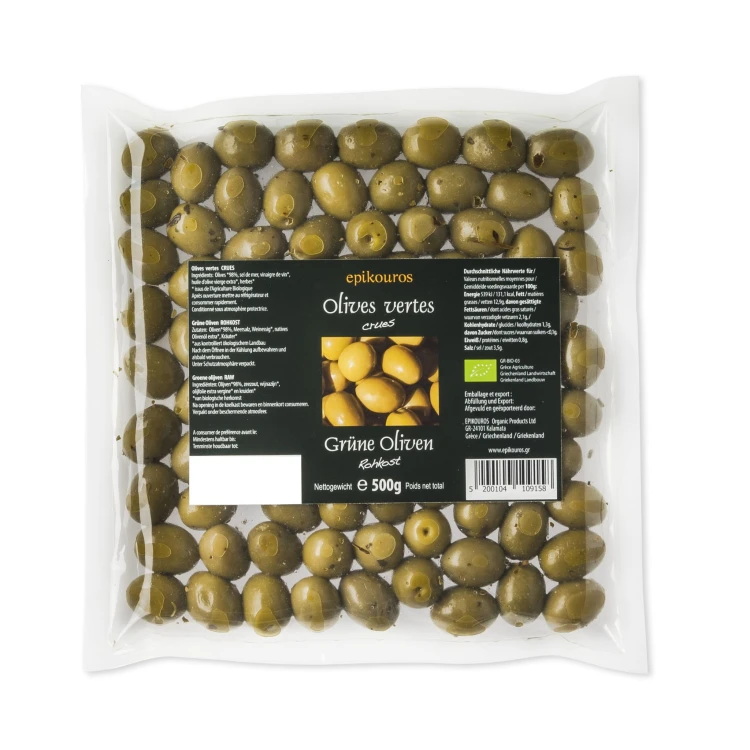 Epikouros oliwki zielone niedrylowane pakowane w atmosferze ochronnej 500g BIO