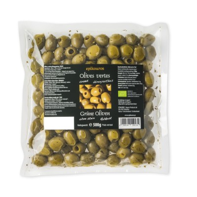Epikouros oliwki zielone drylowane pakowane w atmosferze ochronnej 500g BIO