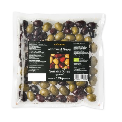 Epikouros oliwki mix niedrylowane pakowane w atmosferze ochronnej 500g BIO