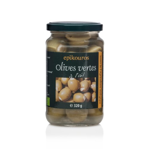 Epikouros oliwki zielone z czosnkiemi 320g BIO