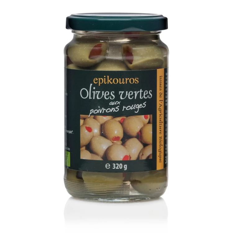 Epikouros oliwki zielone z papryką 320g BIO
