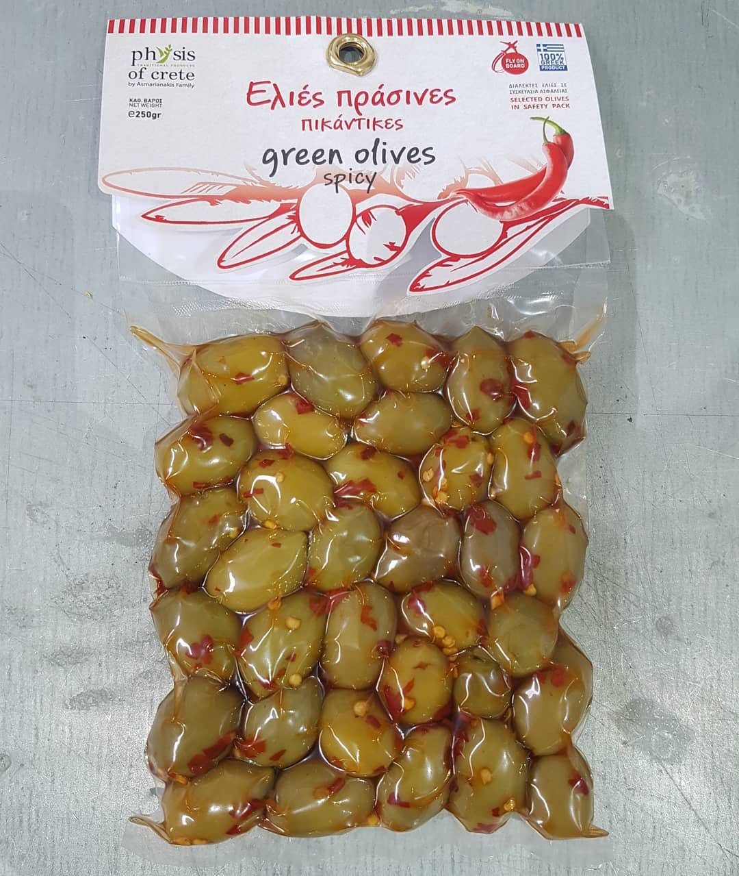 Physis of Crete oliwki niedrylowane zielone z chilli 250g – zdjęcie 2