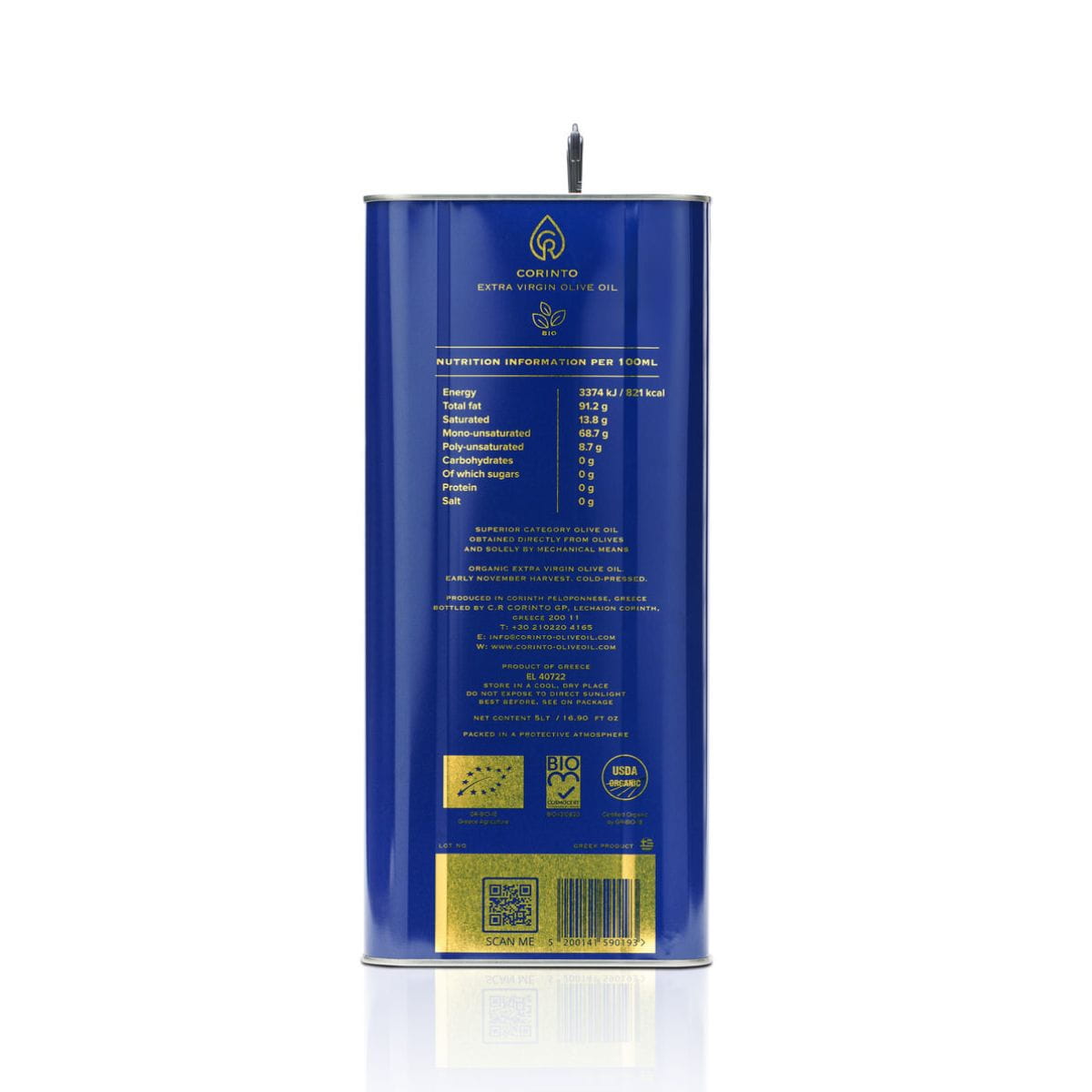 Corinto oliwa extra virgin Manaki 5l BIO – zdjęcie 3