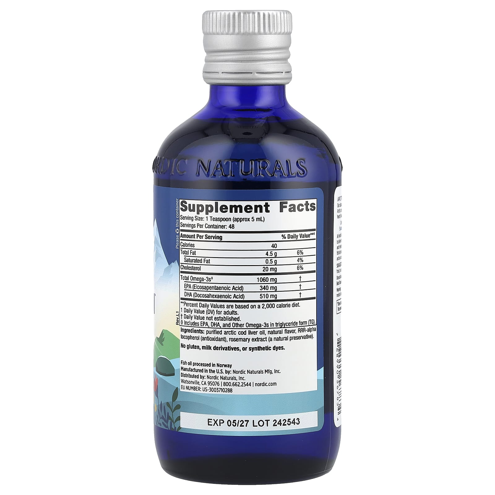 Nordic Naturals Arctic Cod Liver Oil 1060 mg truskawka 237 ml – zdjęcie 2