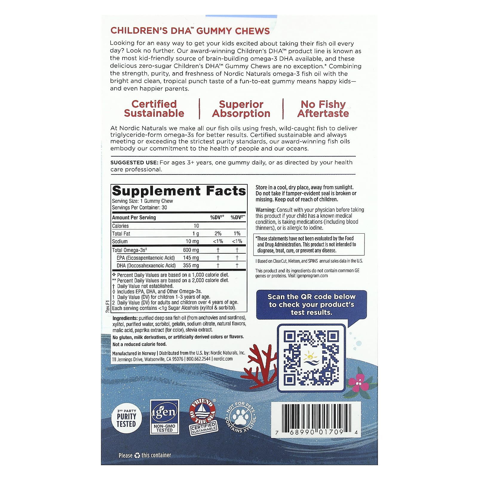 Nordic Naturals Children's DHA Gummies 600mg 30 żelków – zdjęcie 2