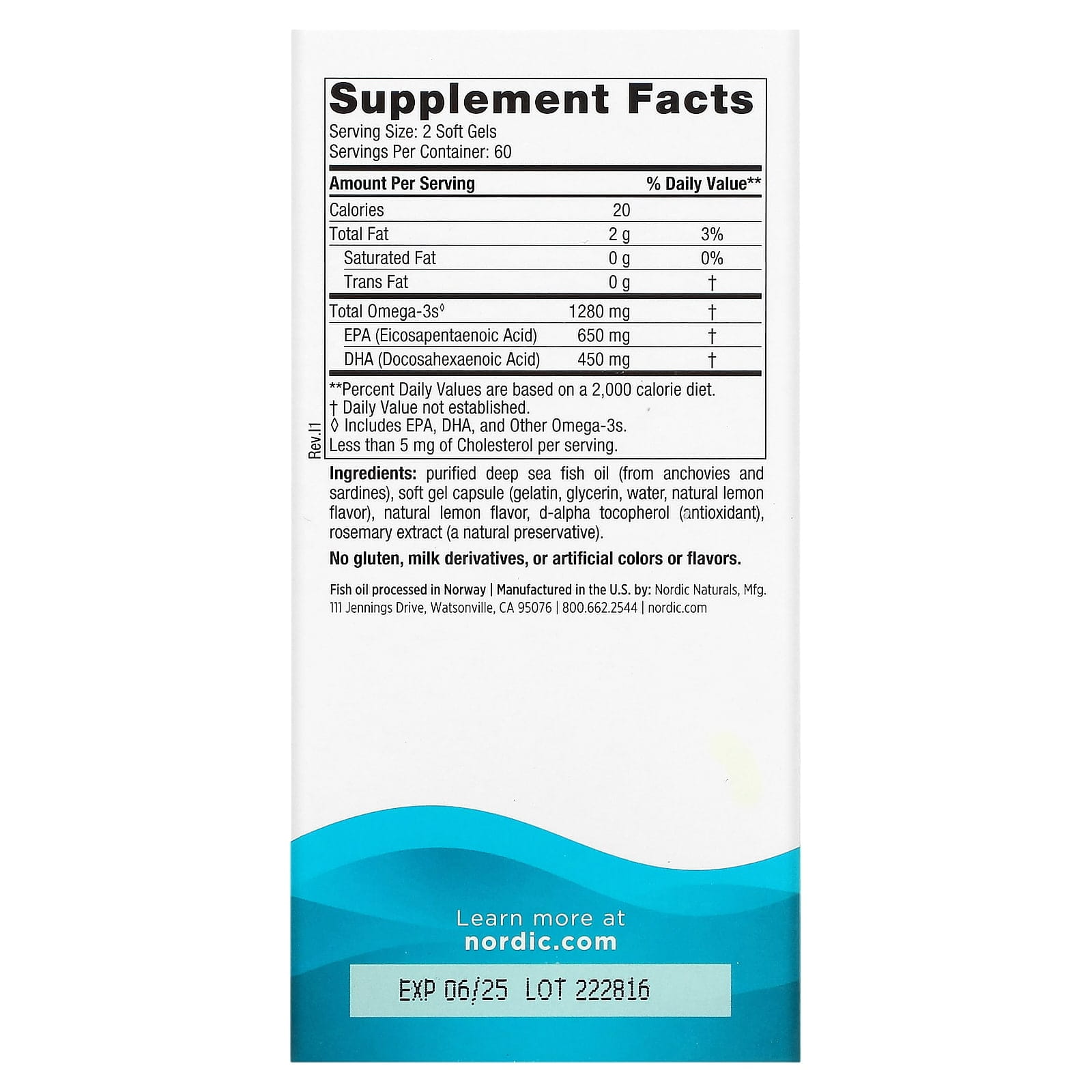 Nordic Naturals Ultimate Omega 1280 mg cytryna 120 kapsułek – zdjęcie 2
