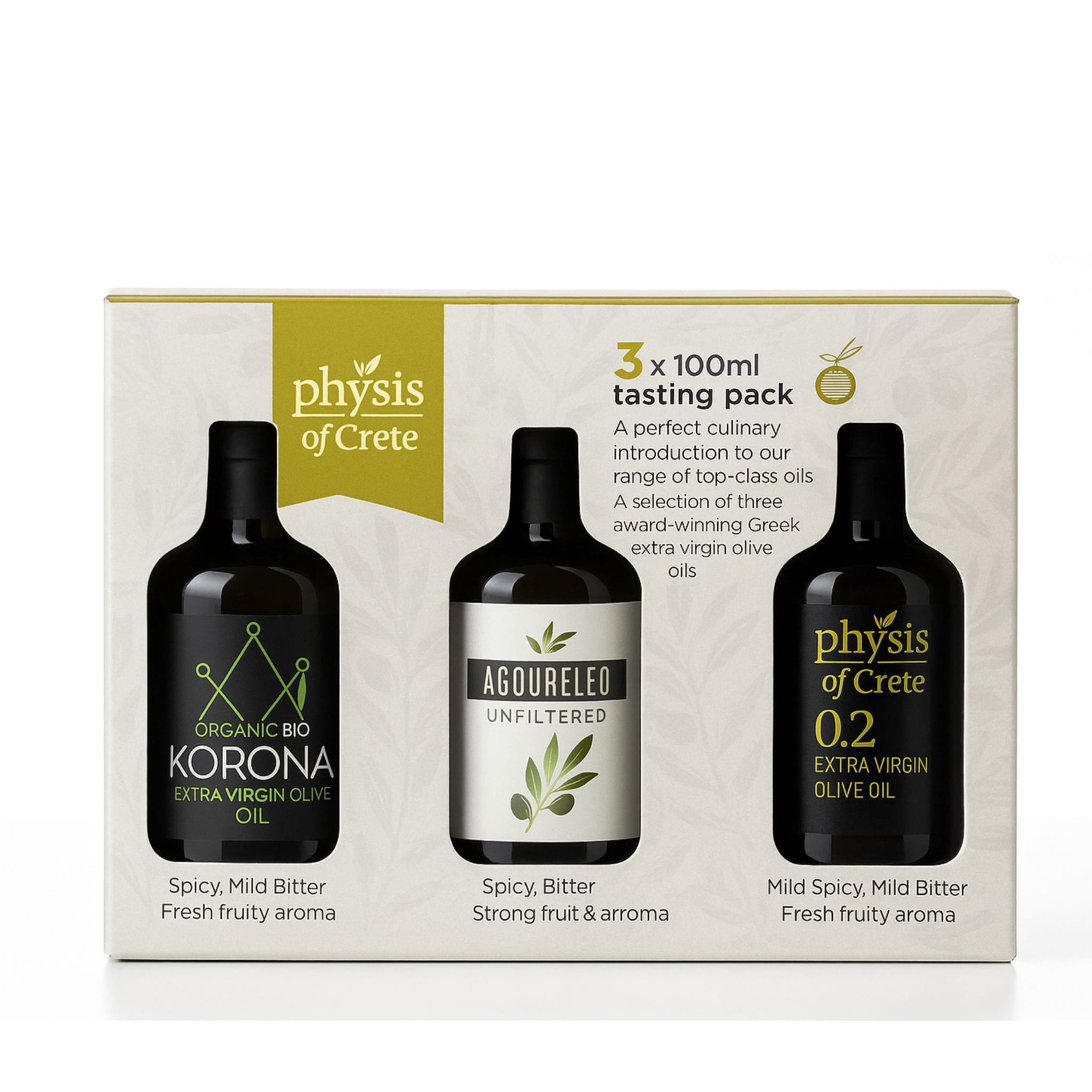 Physis of Crete oliwa extra virgin zestaw degustacyjny 0.2 / Korona BIO / Agoureleo 3x 100ml