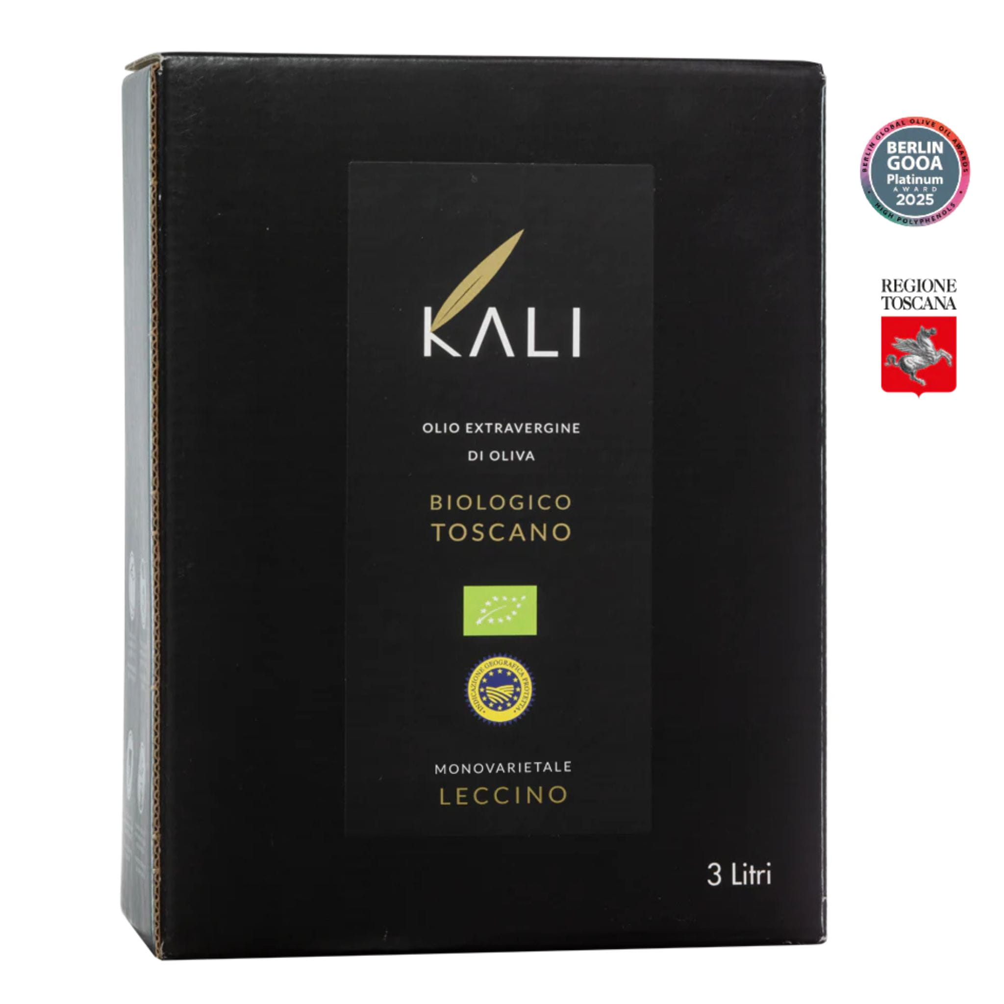 Kali Agri oliwa wczesnego zbioru extra virgin ultra premium Monovarietal Leccino Toscano PGI 3L BIO